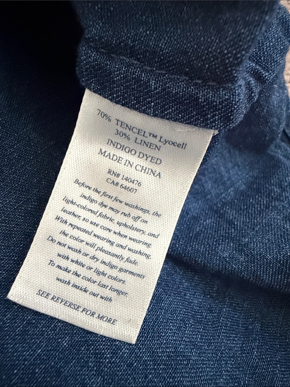 Faherty Indigo Button-Front Peasant Shirt - Picture 4 of 10